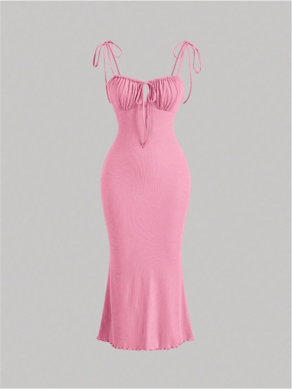 Pink Ruched Bust Tie Dress Milkmaids Style